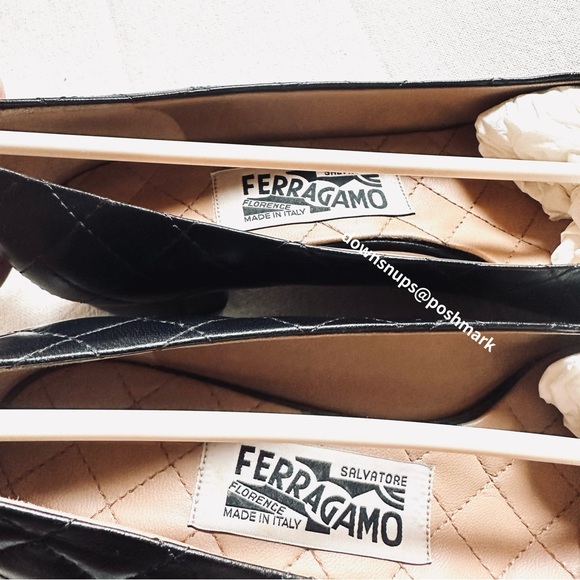 Salvatore Ferragamo Vera Q Signature Bow Quilted Low Block Heel Pumps - Picture 6 of 11